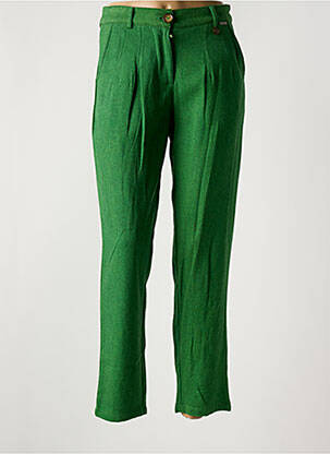Pantalon chino închidere cu fermoar sub clapetă cu nasturi talie înaltă verde AGATHE & LOUISE femeie