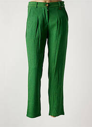 Pantalon chino închidere cu fermoar sub clapetă cu nasturi talie înaltă verde AGATHE & LOUISE femeie