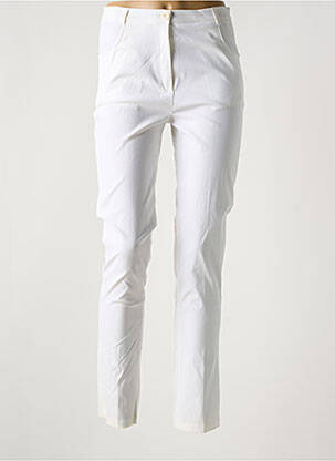Pantalon slim închidere cu fermoar sub clapetă cu nasturi alb GRIFFON femeie