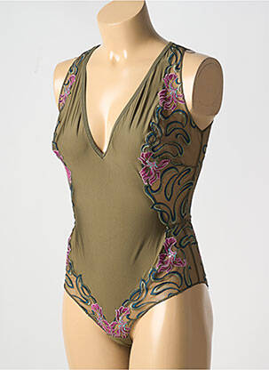 Body de lenjerie broderie verde LOUISA BRACQ femeie
