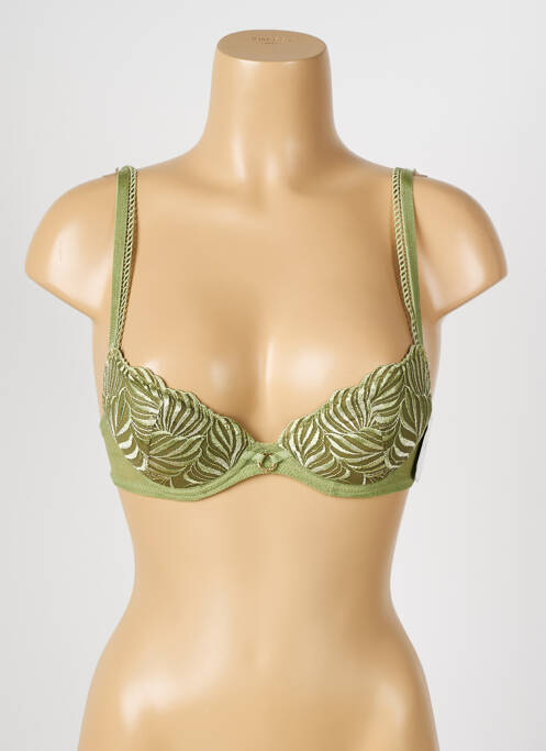 Sutien efect material satinat top sutien push-up verde AUBADE femme