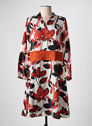 Rochie midi imprimeu floral mâneci lungi portocalie GREGORY PAT femeie