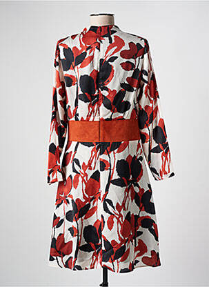 Rochie midi imprimeu floral mâneci lungi portocalie GREGORY PAT femeie