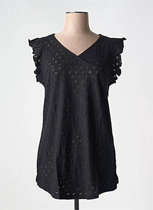 Tricou croială dreaptă mâneci scurte negru SHEEGO femeie