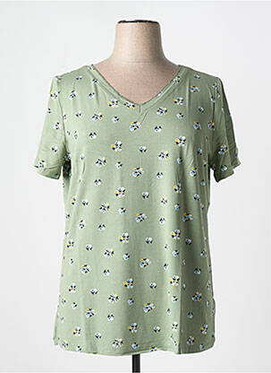 Tricou croială dreaptă mâneci scurte verde SHEEGO femeie
