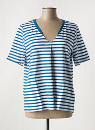 Tricou guler în v mâneci scurte albastru SHEEGO femme
