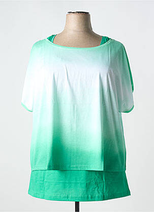 Top elasticitate mâneci scurte verde SHEEGO femeie