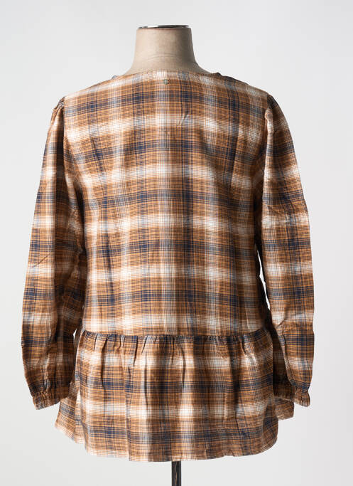 Tunică mâneci lungi închidere cu nasturi pe față maro SHEEGO femme