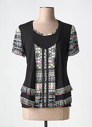 Tricou imprimeu fantezie mâneci scurte negru GUY DUBOUIS femme