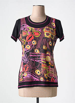 Tricou imprimeu fantezie mâneci scurte negru COULEUR D'IVOIRE femme