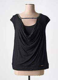 Tricou croială dreaptă mâneci scurte negru BAI AMOUR femeie