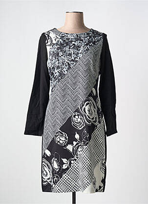 Rochie midi imprimeu fantezie mâneci lungi negru MERI & ESCA femeie