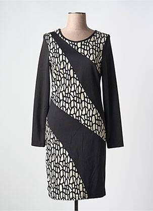 Rochie midi imprimeu fantezie mâneci lungi negru POUSSIERE D'ETOLE femeie