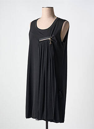 Rochie scurtă croială fluidă fără mâneci negru DOUBLE JEU femeie