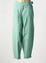 Pantalon drept închidere cu fermoar sub clapetă cu nasturi verde SHEEGO femme