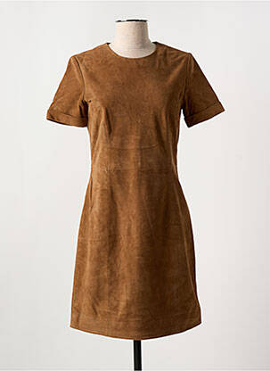 Rochie midi mâneci scurte mâneci scurte maro PAUL AJAMIAN femeie