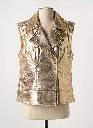 Geacă din piele auriu PAUL AJAMIAN femeie