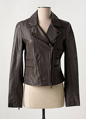 Geacă din piele maro PAUL AJAMIAN femeie