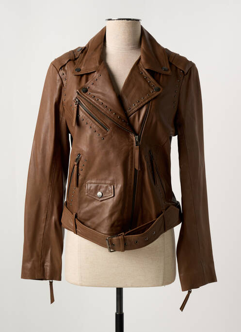 Geacă din piele maro PAUL AJAMIAN femeie