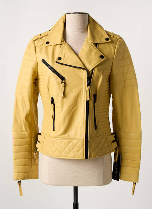 Geacă din piele galben PAUL AJAMIAN femeie