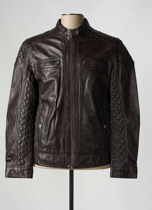 Geacă din piele maro PAUL AJAMIAN bărbat