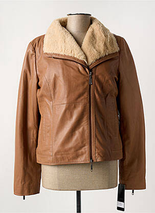 Geacă din piele maro PAUL AJAMIAN femeie