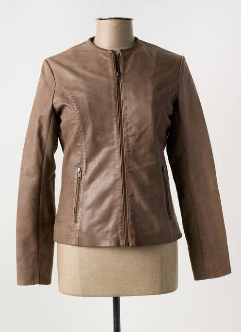 Geacă din piele maro PAUL AJAMIAN femeie