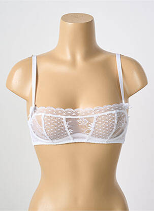 Sutien efect material satinat sutien cupe întregi cu decolteu înalt alb PASSIONATA femeie