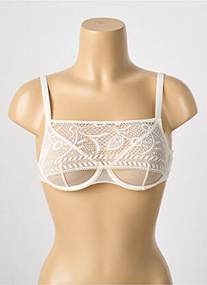 Sutien efect material satinat sutien cupe întregi cu decolteu înalt bej PASSIONATA femeie