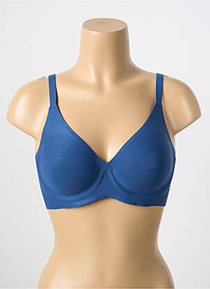 Sutien efect material satinat sutien cupe întregi cu decolteu înalt albastru CHANTELLE femeie
