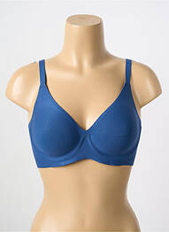 Sutien efect material satinat sutien cupe întregi cu decolteu înalt albastru CHANTELLE femme