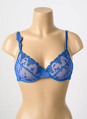 Sutien efect material satinat sutien cupe întregi cu decolteu înalt albastru PASSIONATA femeie