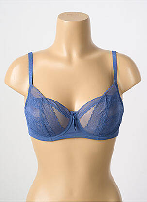 Sutien efect material satinat sutien cupe întregi cu decolteu înalt albastru PASSIONATA femeie