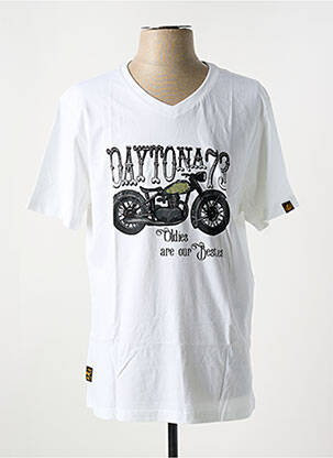 Tricou croială dreaptă mâneci scurte alb DAYTONA bărbat