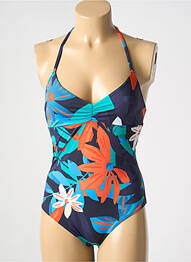 Costum de baie dintr-o singură piesă efect material satinat top triunghiuri albastru SIMONE PERELE femme