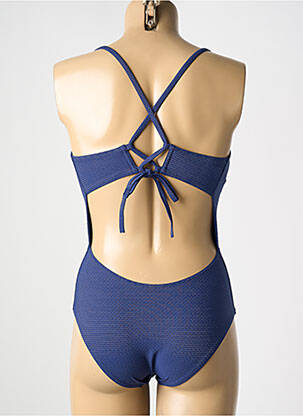 Costum de baie dintr-o singură piesă efect material satinat top triunghiuri albastru SIMONE PERELE femeie