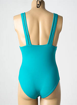 Costum de baie dintr-o singură piesă efect material satinat top triunghiuri verde SIMONE PERELE femeie