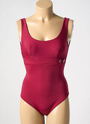 Costum de baie dintr-o singură piesă efect material satinat sutien balconet cu decolteu înalt roșu SIMONE PERELE femeie