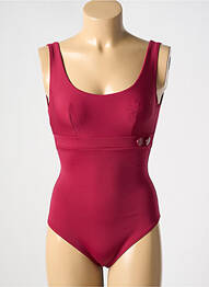 Costum de baie dintr-o singură piesă efect material satinat sutien balconet cu decolteu înalt roșu SIMONE PERELE femme