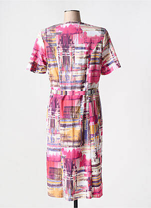 Rochie midi imprimeu fantezie mâneci scurte roz GUY DUBOUIS femeie