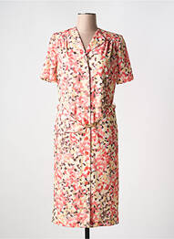 Rochie midi imprimeu fantezie mâneci scurte portocaliu FRANCOISE DE FRANCE femme