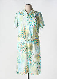Rochie midi imprimeu fantezie mâneci scurte verde GUY DUBOUIS femme