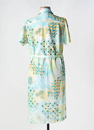 Rochie midi imprimeu fantezie mâneci scurte verde GUY DUBOUIS femeie