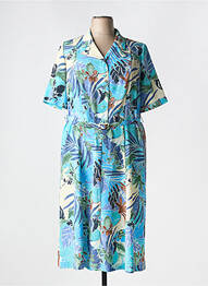 Rochie midi imprimeu floral mâneci scurte albastru FRANCOISE DE FRANCE femme