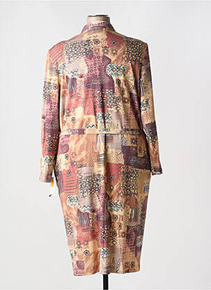 Rochie midi imprimeu fantezie mâneci lungi portocalie !OHO! femeie