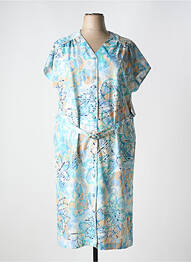 Rochie midi imprimeu fantezie mâneci scurte albastru GUY DUBOUIS femme