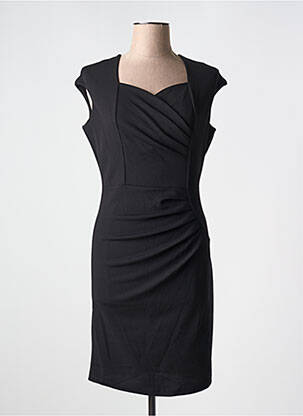 Rochie scurtă închidere cu fermoar la spate mâneci scurte negru COULEURS DU TEMPS femeie