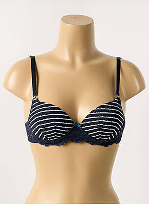 Sutien efect material satinat sutien cupe întregi cu decolteu înalt albastru PASSIONATA femeie