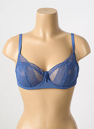 Sutien efect material satinat sutien cupe întregi cu decolteu înalt albastru PASSIONATA femeie