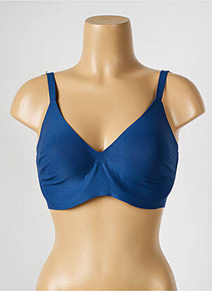 Sutien efect material satinat sutien cupe întregi cu decolteu înalt albastru CHANTELLE femeie